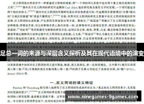 足总一词的来源与深层含义探析及其在现代语境中的演变 足总一词的来源与深层含义探析及其在现代语境中的演变